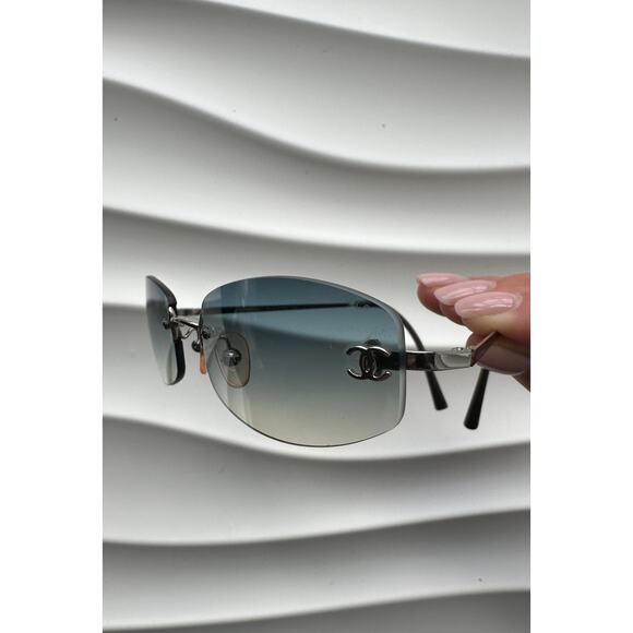 Chanel Blue Logo Rimless  Sunglasses - Picture 6 of 15